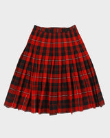 Vintage 1970s The Tall Shop Wool Wrap Checked Pleated Skirt - XS