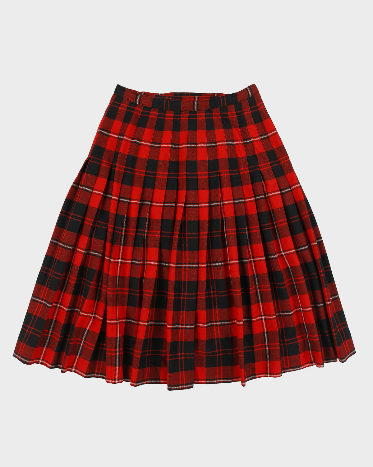 Vintage 1970s The Tall Shop Wool Wrap Checked Pleated Skirt - XS