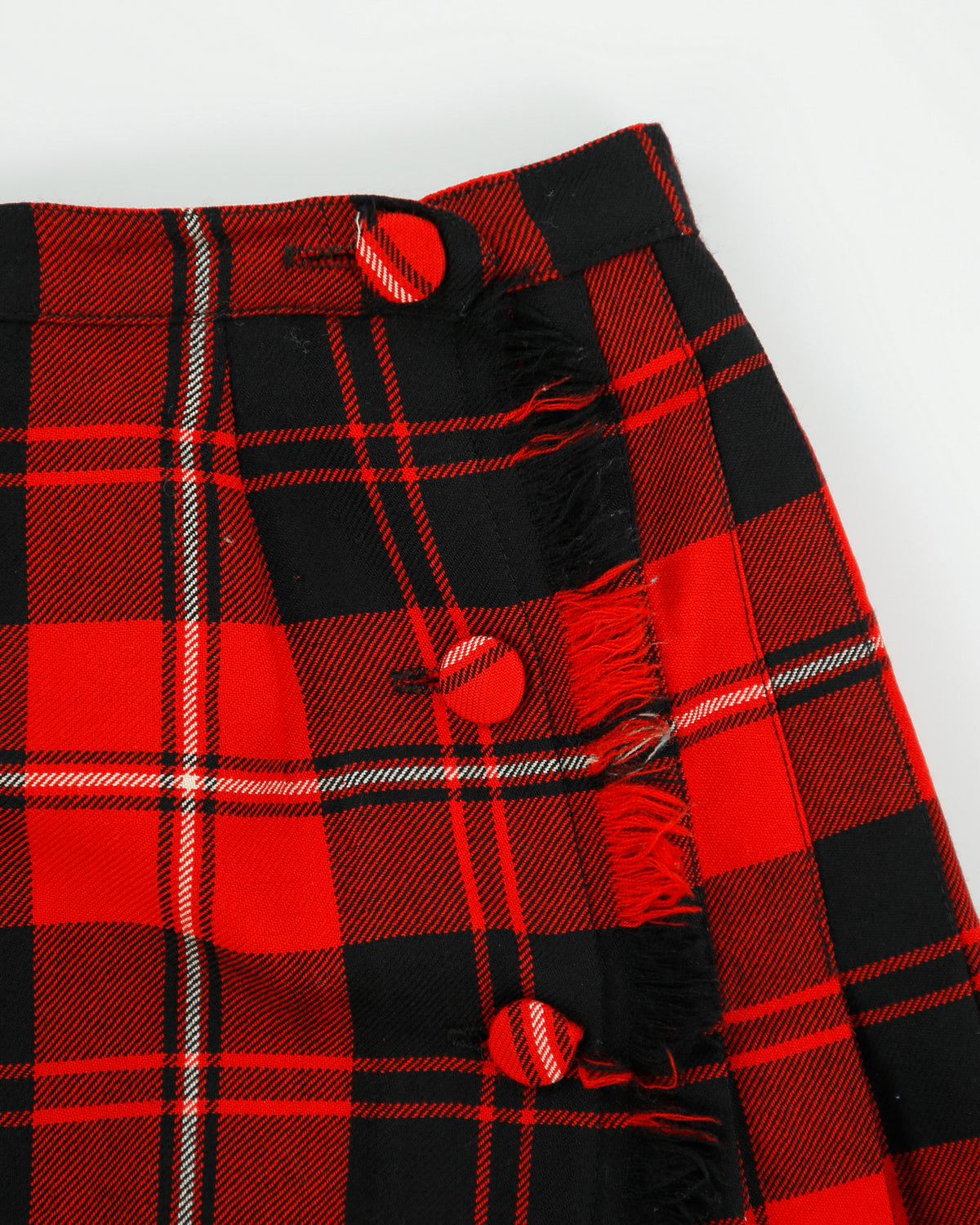Vintage 1970s The Tall Shop Wool Wrap Checked Pleated Skirt - XS