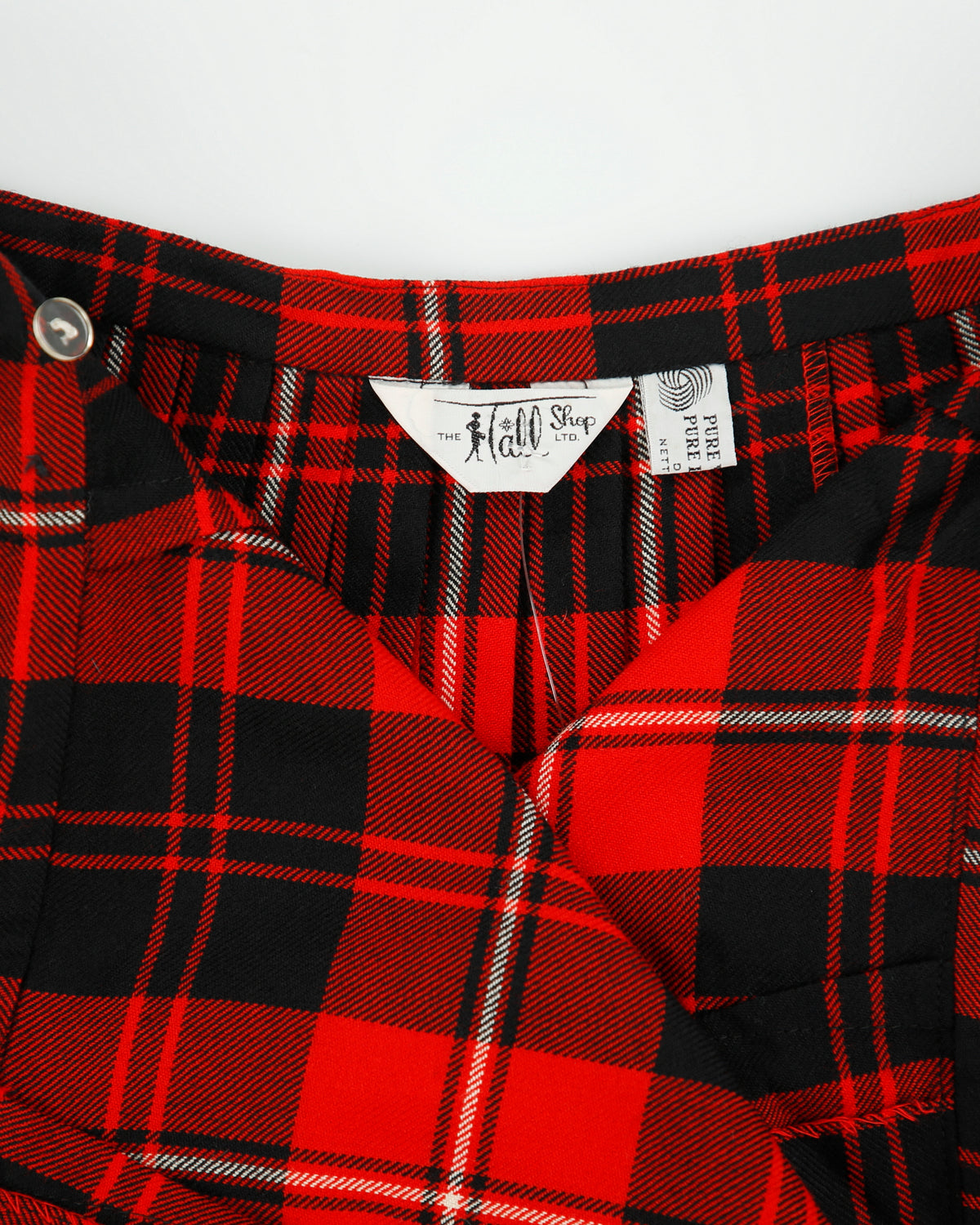 Vintage 1970s The Tall Shop Wool Wrap Checked Pleated Skirt - XS