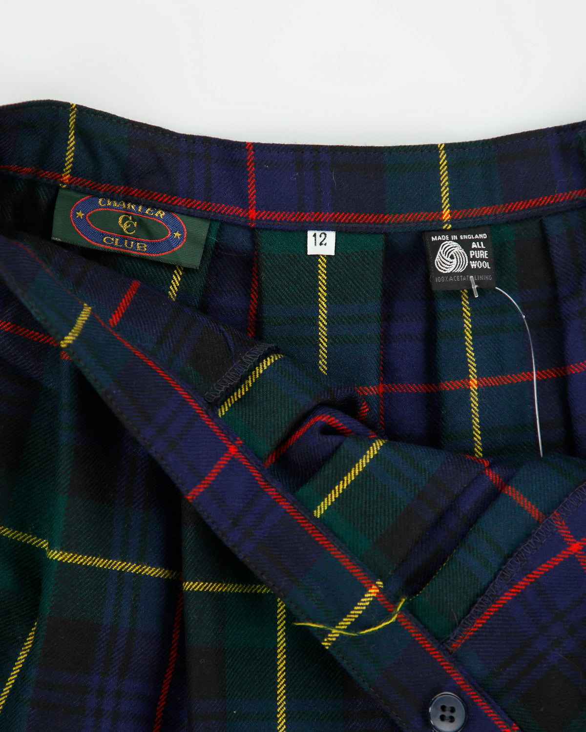 Vintage 1990s Charter Club Wool Checked Skirt - XS