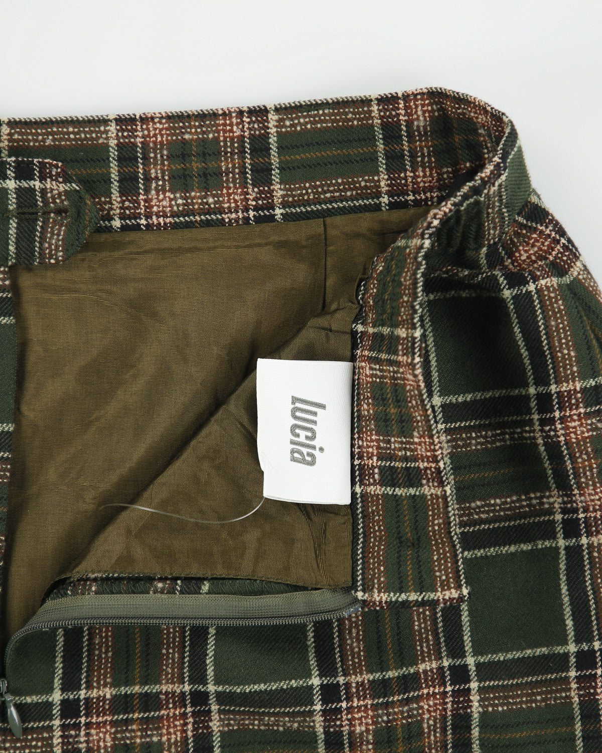 Vintage 1980s Lucia Wool Blend Checked Pencil Skirt - XS