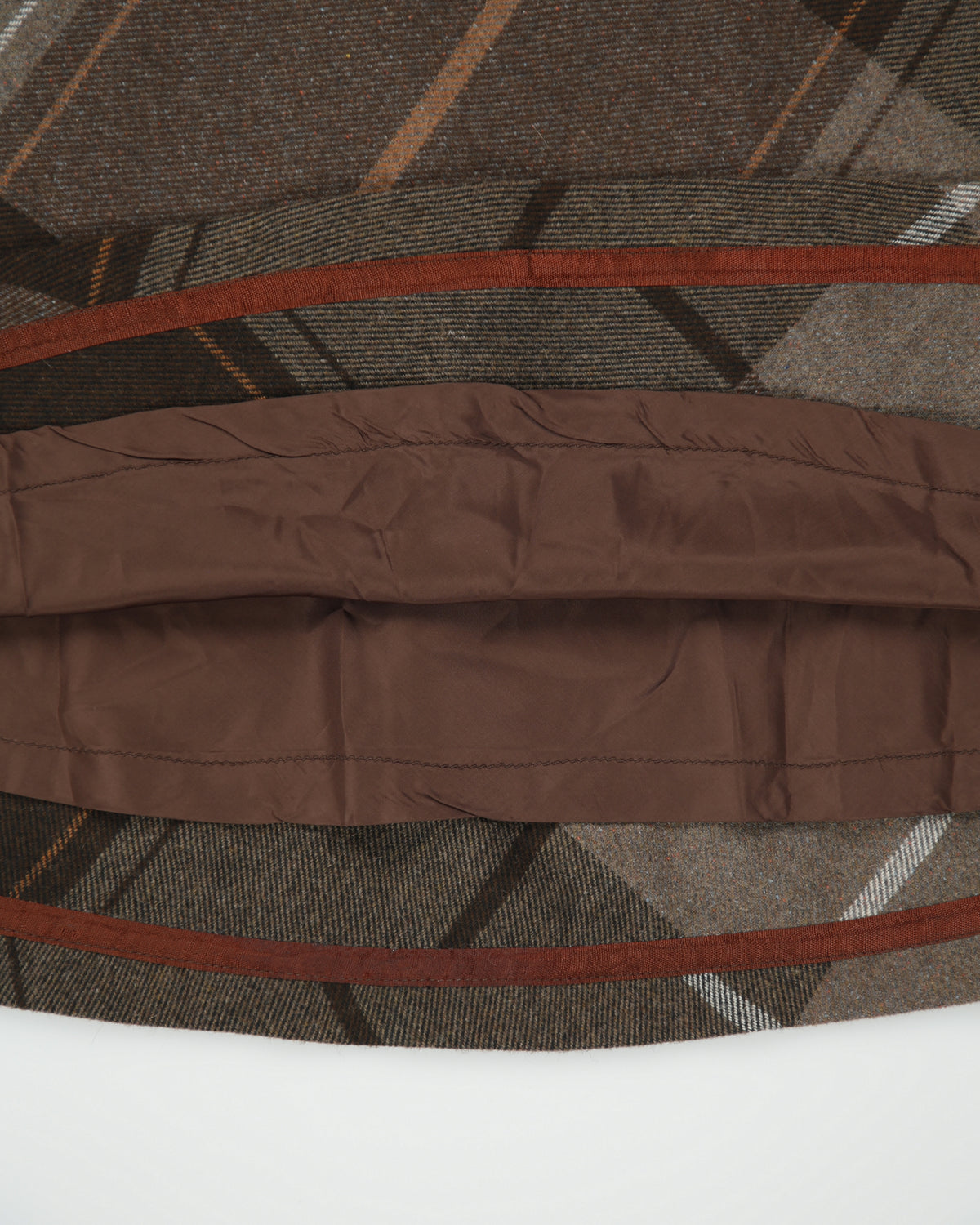 Vintage 1980s Bagatelle Wool &amp; Silk Blend Checked Circle Skirt - XS