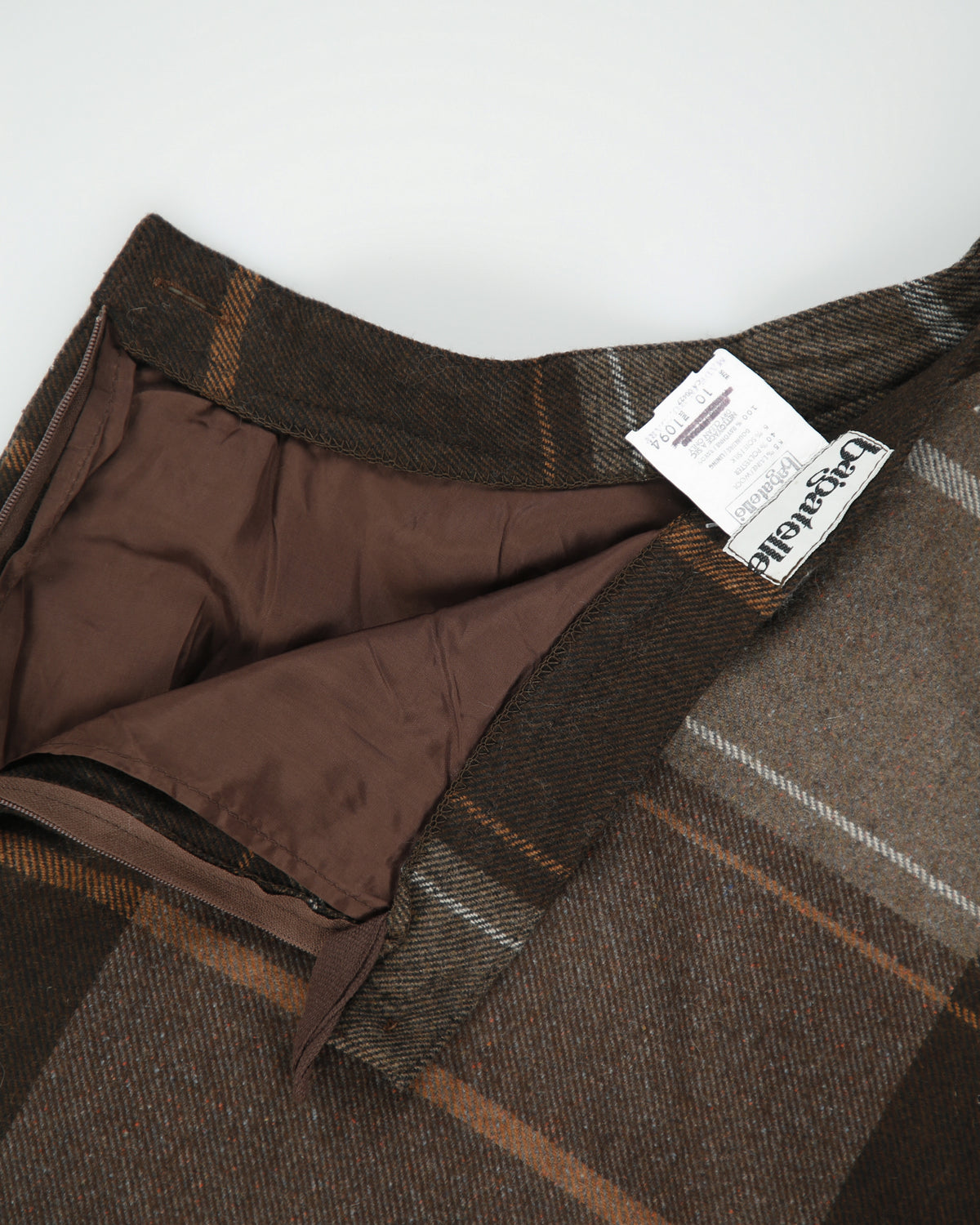 Vintage 1980s Bagatelle Wool &amp; Silk Blend Checked Circle Skirt - XS