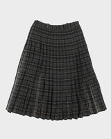 Vintage 1970s Jaeger Wool Checked Pleated Heavyweight Skirt - XS