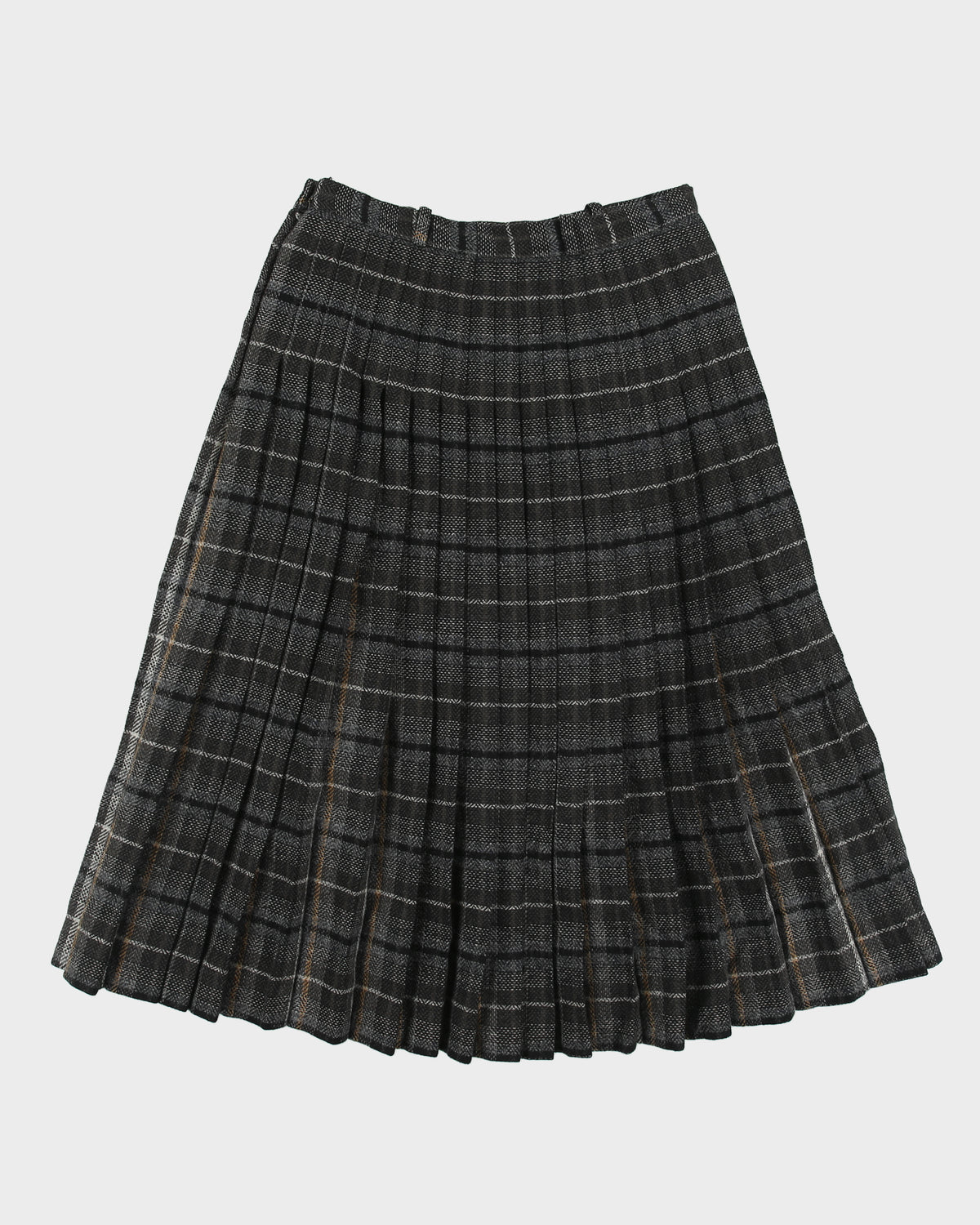 Vintage 1970s Jaeger Wool Checked Pleated Heavyweight Skirt - XS