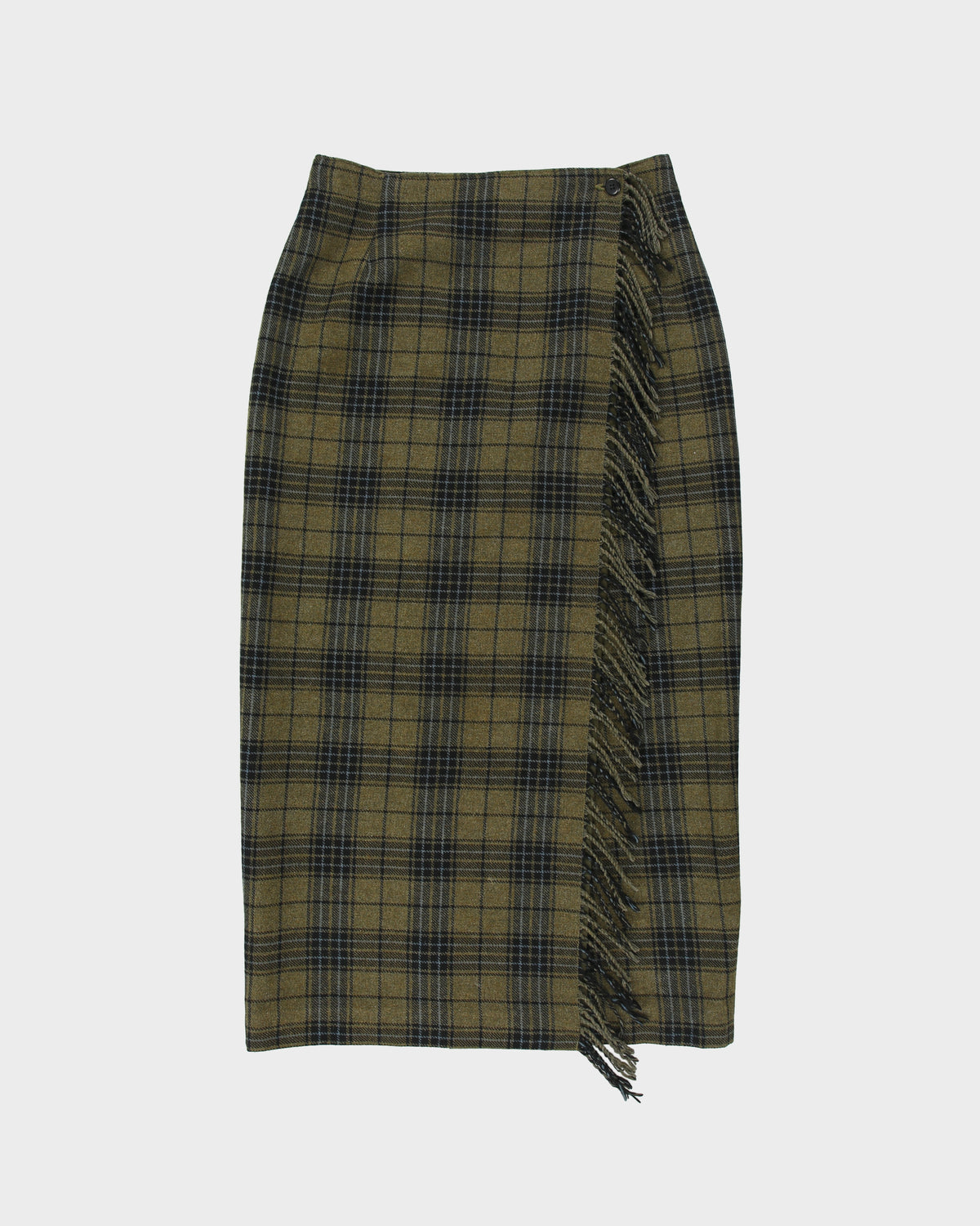 Vintage 1990s Liz Claiborne Wool Blend Wrap Tassel Blanket Skirt - M