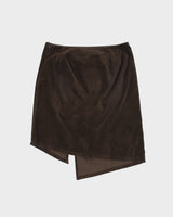 Vintage Y2K 00s Mexx Moleskin Embroidered Asymmetric Hem Split Skirt - S