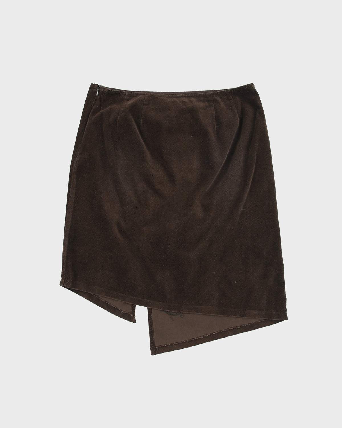 Vintage Y2K 00s Mexx Moleskin Embroidered Asymmetric Hem Split Skirt - S