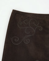Vintage Y2K 00s Mexx Moleskin Embroidered Asymmetric Hem Split Skirt - S