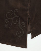 Vintage Y2K 00s Mexx Moleskin Embroidered Asymmetric Hem Split Skirt - S