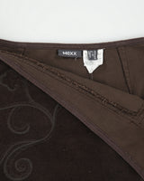 Vintage Y2K 00s Mexx Moleskin Embroidered Asymmetric Hem Split Skirt - S