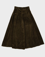 Benetton Moss Green Velvet Skirt - XS