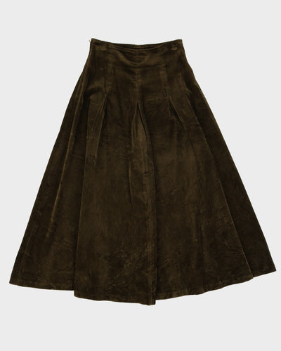 Benetton Moss Green Velvet Skirt - XS