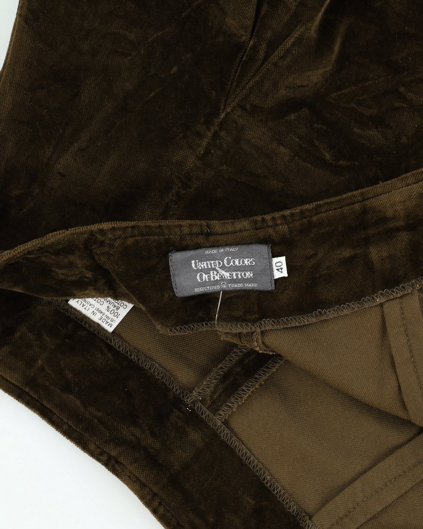 Benetton Moss Green Velvet Skirt - XS