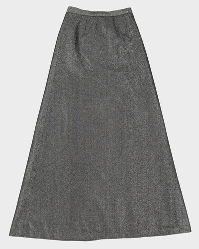 Vintage 1970s Black Lurex Maxi Skirt - S