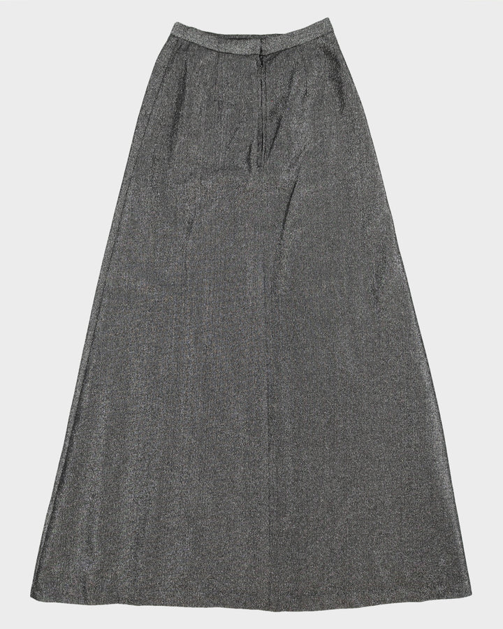 Vintage 1970s Black Lurex Maxi Skirt - S