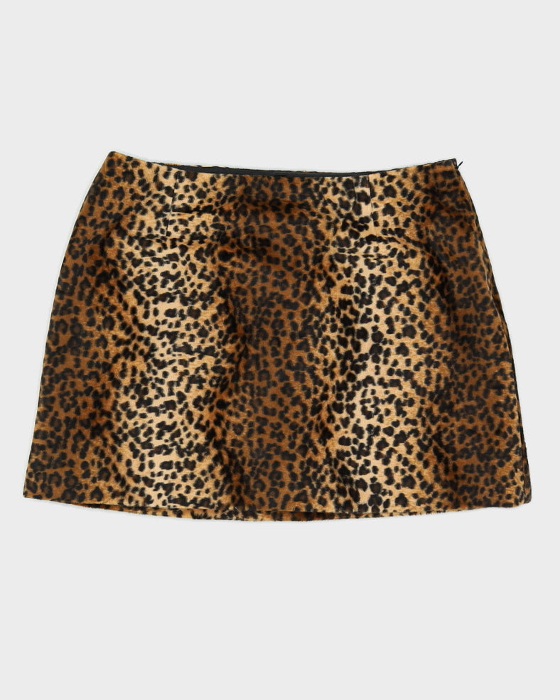 00s Hugo Buscati Furry Leopard Mini Skirt - L