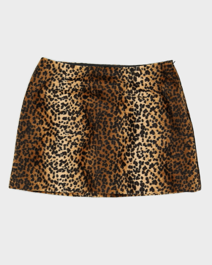 00s Hugo Buscati Furry Leopard Mini Skirt - L