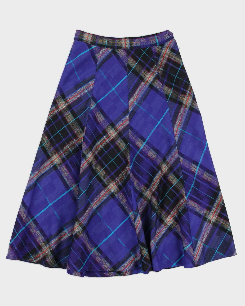 Vintage 90s Simon Chang Purple Tartan Skirt - XS