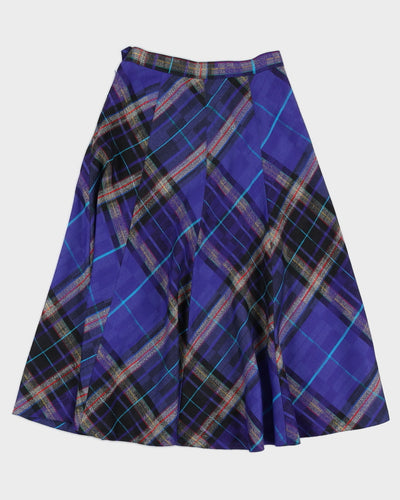 Vintage 90s Simon Chang Purple Tartan Skirt - XS