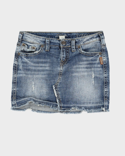 Y2K 00s Silver Jeans Denim Mini Skirt - S