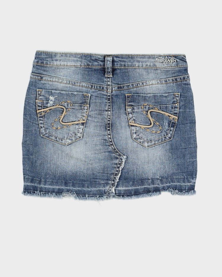 Y2K 00s Silver Jeans Denim Mini Skirt - S