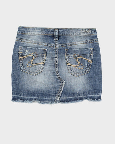 Y2K 00s Silver Jeans Denim Mini Skirt - S
