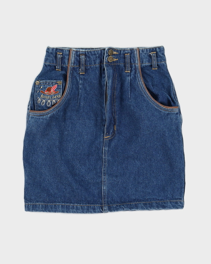 Y2K 00s Denim Cow Boy Hat Mini Skirt - S