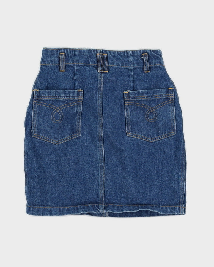 Y2K 00s Denim Cow Boy Hat Mini Skirt - S