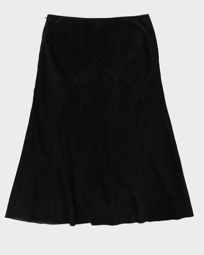 Vintage 90s Danier Black Panelled Suede Skirt - UK 14