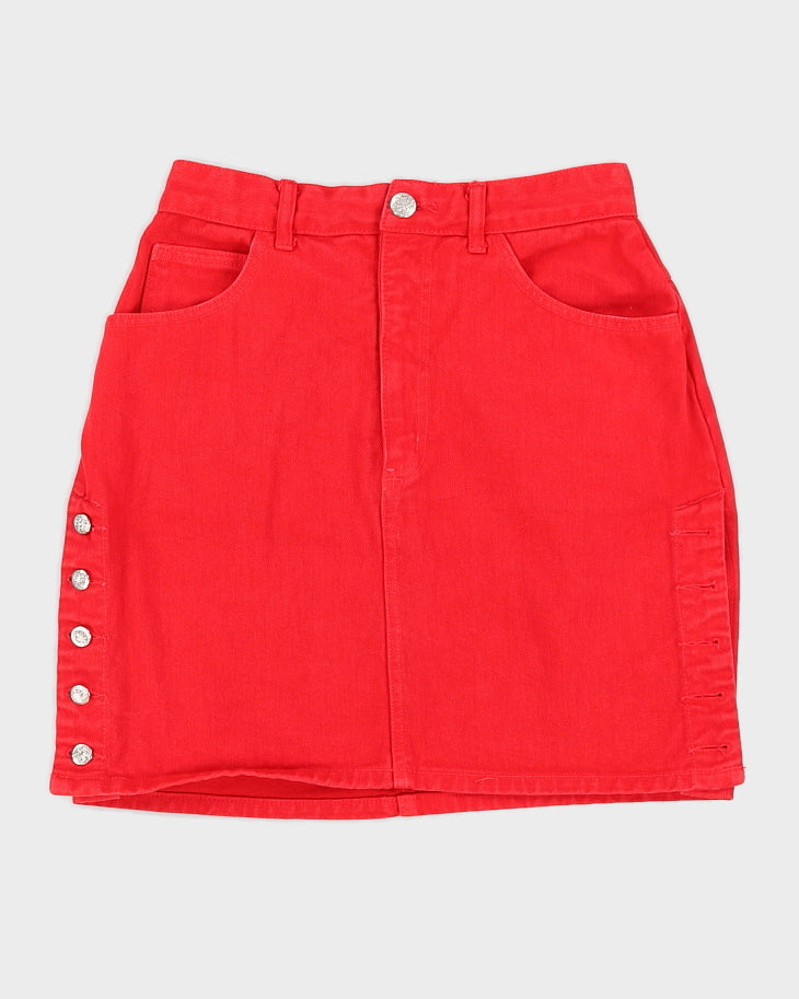Vintage 90s Bongo Jeans Red Button Side Skirt - XS