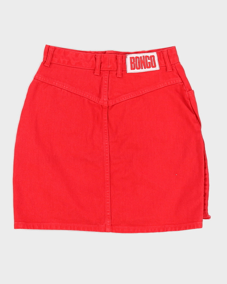 Vintage 90s Bongo Jeans Red Button Side Skirt - XS