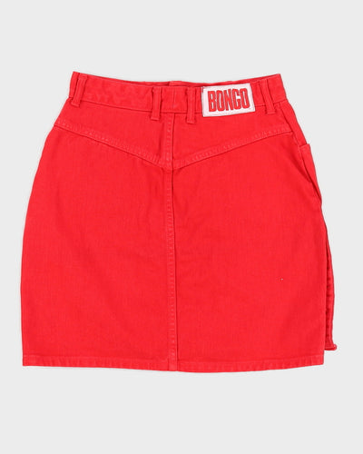 Vintage 90s Bongo Jeans Red Button Side Skirt - XS