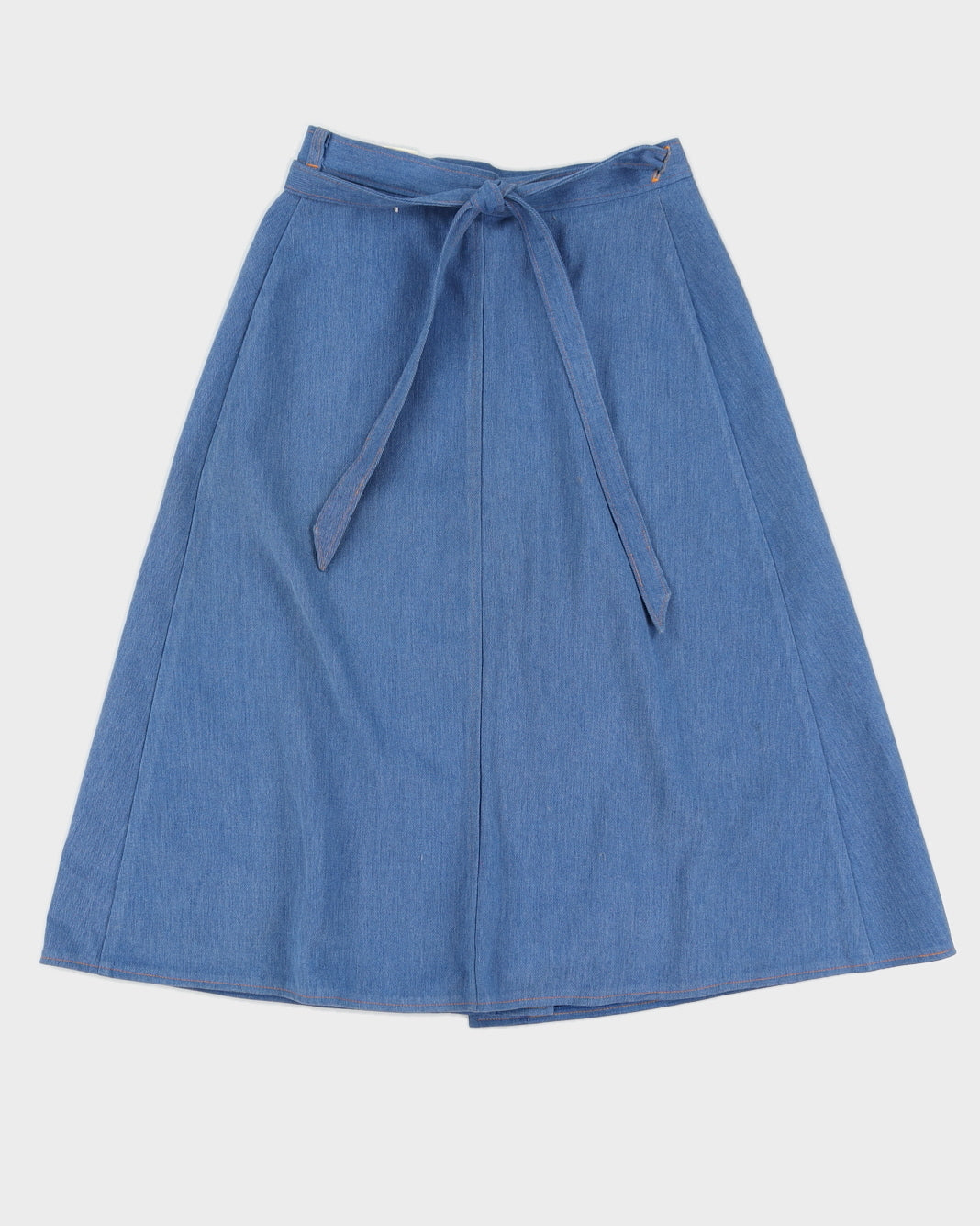 Vintage 90s St Michael Denim Tie Up Side Midi Skirt - M