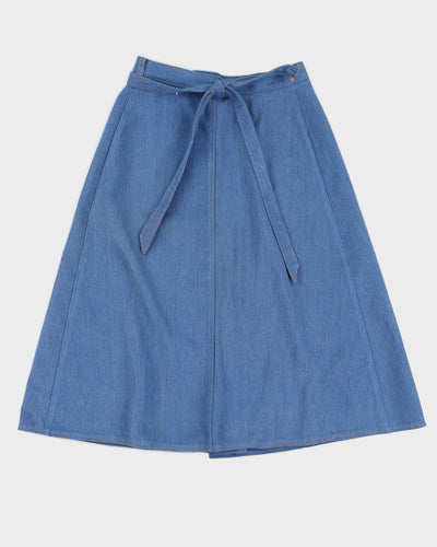 Vintage 90s St Michael Denim Tie Up Side Midi Skirt - M