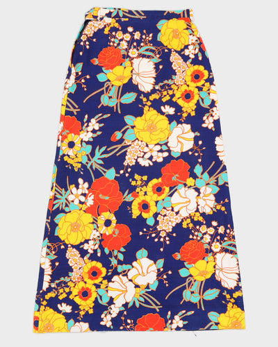 Vintage 60s Madison Floral Midi Skirt With Belt - XS