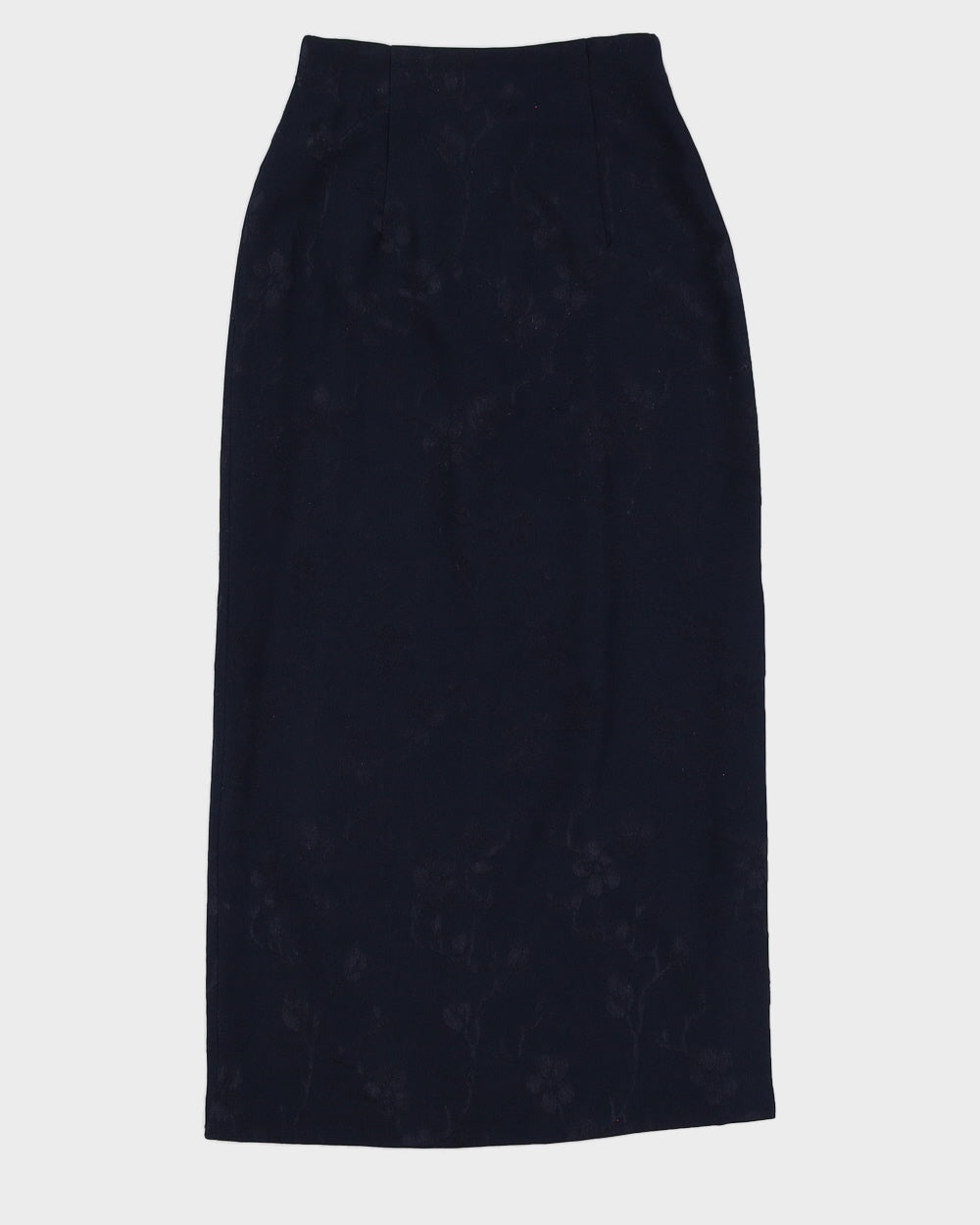 Vintage 90s Navy Floral Skirt With Slit Side - XS