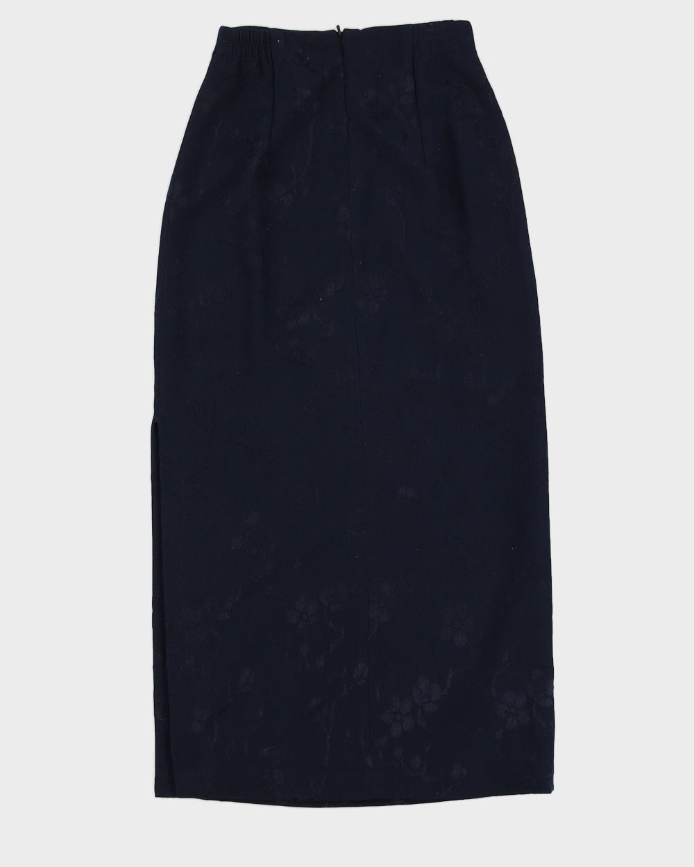 Vintage 90s Navy Floral Skirt With Slit Side - XS