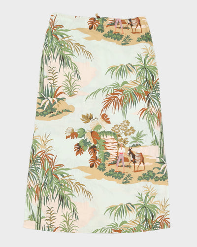 Leaf Print Low-Waisted Summer Skirt - XS