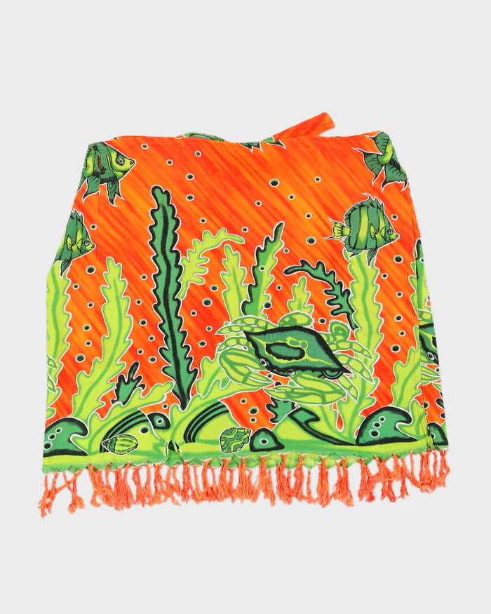 Fish Print Beach Wrap Skirt - Adjustable