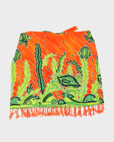 Fish Print Beach Wrap Skirt - Adjustable