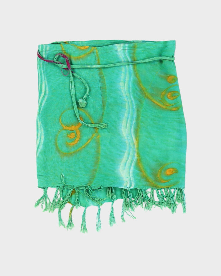 Green Patterned Beach Wrap Skirt - Adjustable
