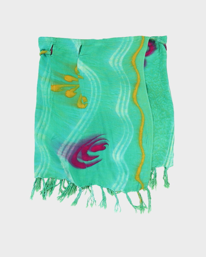 Green Patterned Beach Wrap Skirt - Adjustable