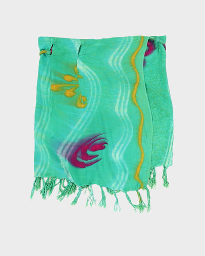 Green Patterned Beach Wrap Skirt - Adjustable