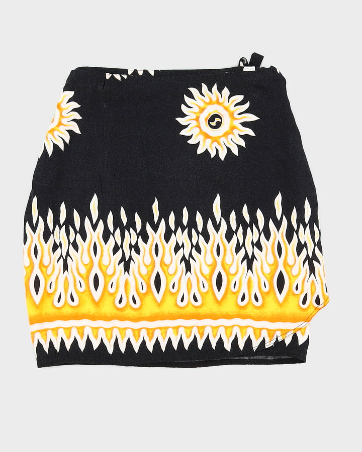 Black Flame Beach Wrap Skirt - Adjustable