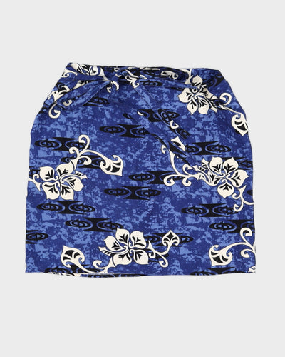 Blue Flower Pattern Beach Wrap Skirt - Adjustable