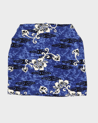 Blue Flower Pattern Beach Wrap Skirt - Adjustable