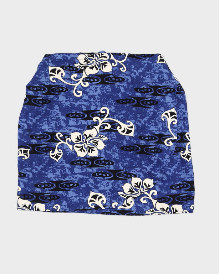 Blue Flower Pattern Beach Wrap Skirt - Adjustable