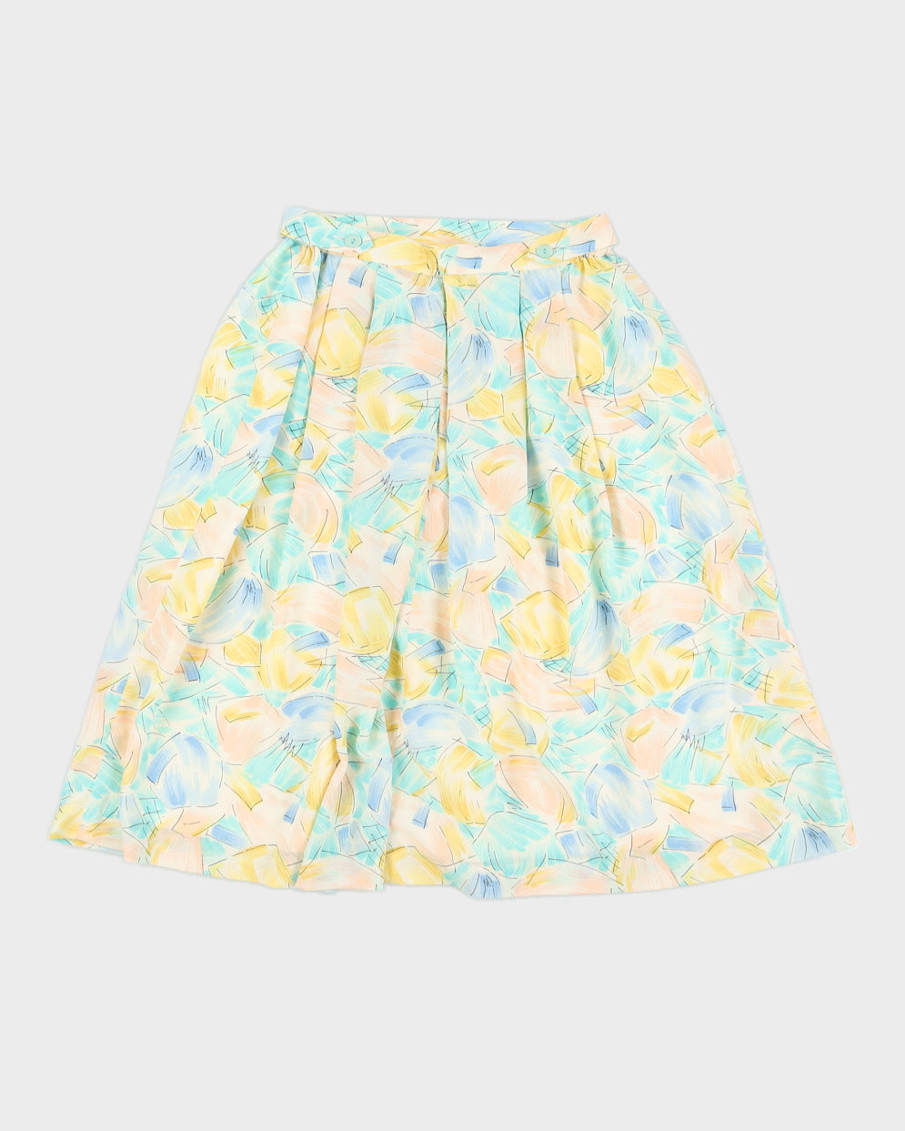00s Yellow Patterned Midi Skirt - XS